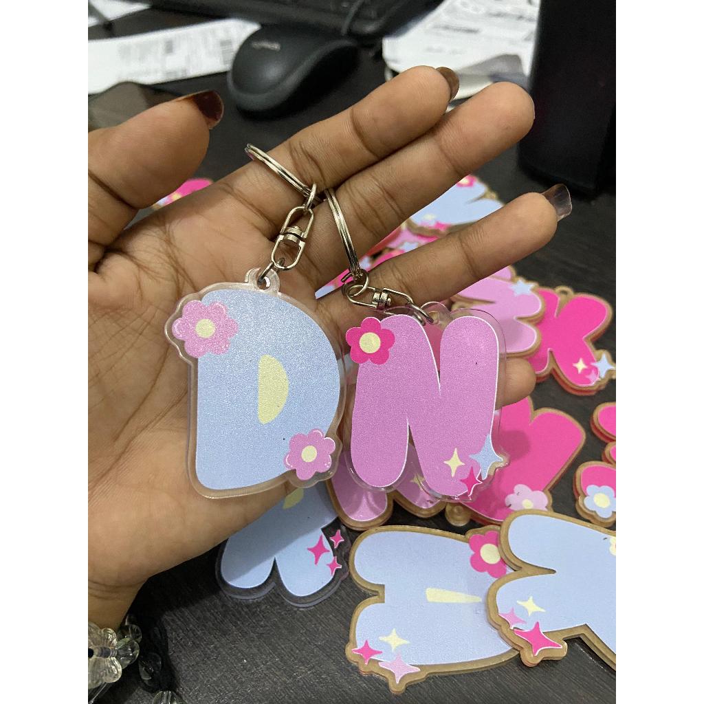 Gantungan kunci 2 sisi 3mm abjad (huruf)