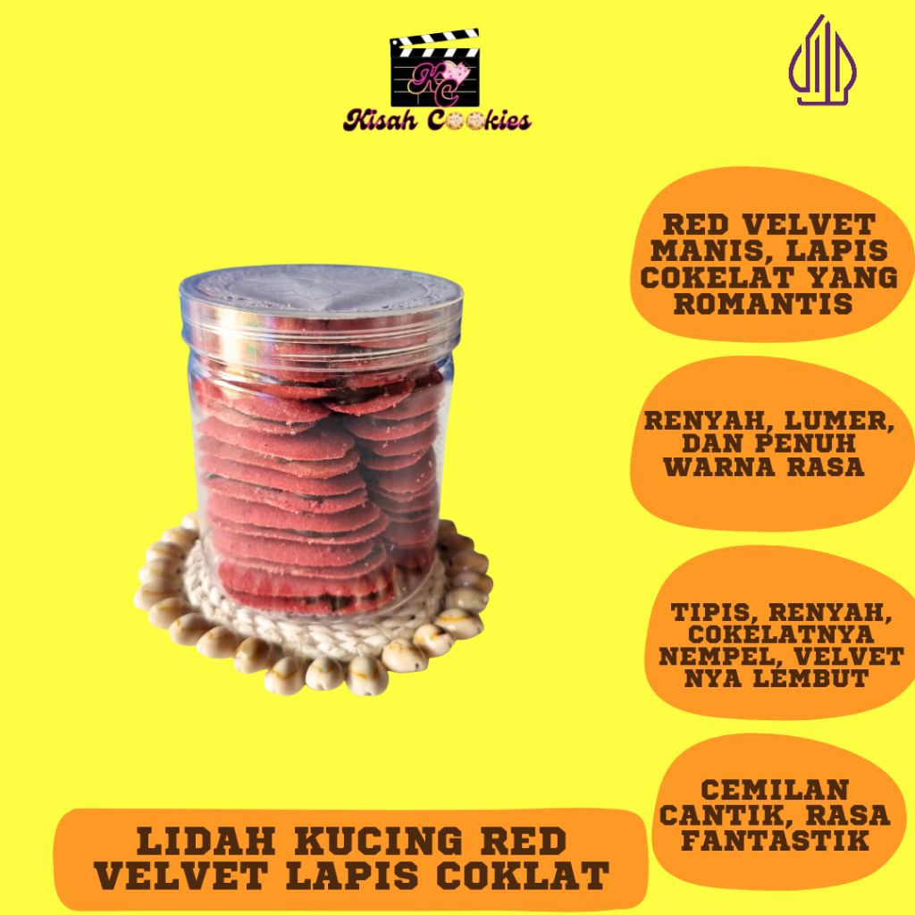 

LIDAH KUCING RED VELVET LAPIS COKELAT Chocolate Food Makanan Cemilan Kering Camilan Snack Coklat