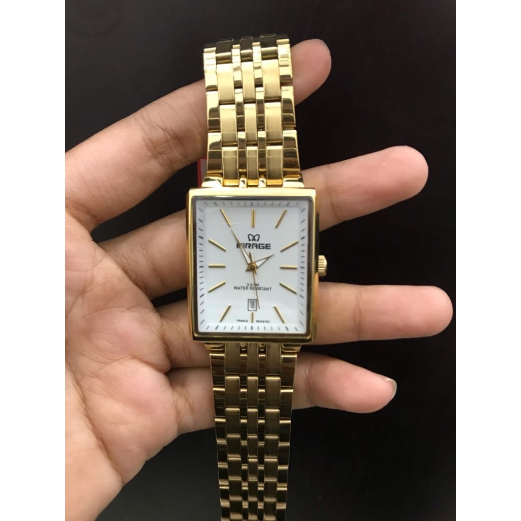 JAM TANGAN MIRAGE PETAK RANTAI GOLD