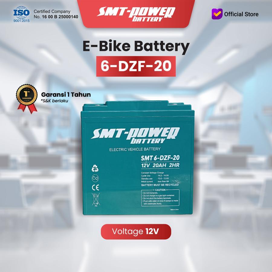 Battery Aki Sepeda Listrik SMT Power 12V 20AH 6-DZF-20 2HR Baterai Motor Listrik SMT Power 12V 20AH