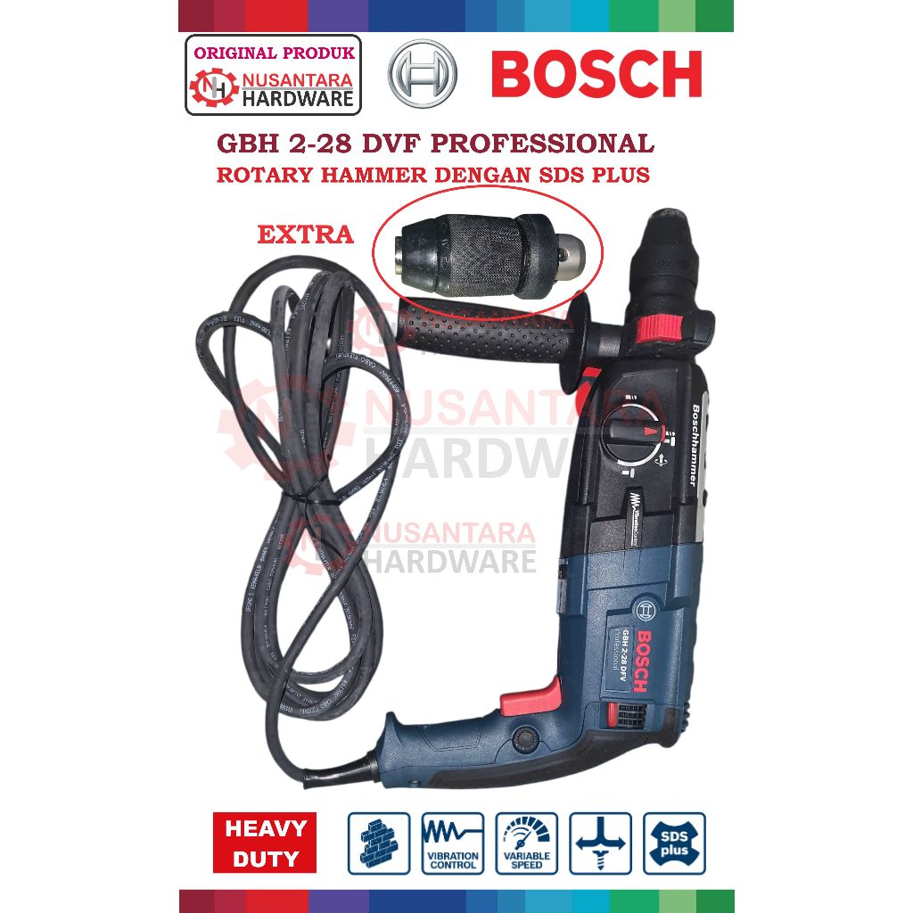 rotary hammer bosch gbh 2-28 dfv, mesin bor beton bosch gbh 2-28 dfv, mesin bor bobok bosch, mesin b