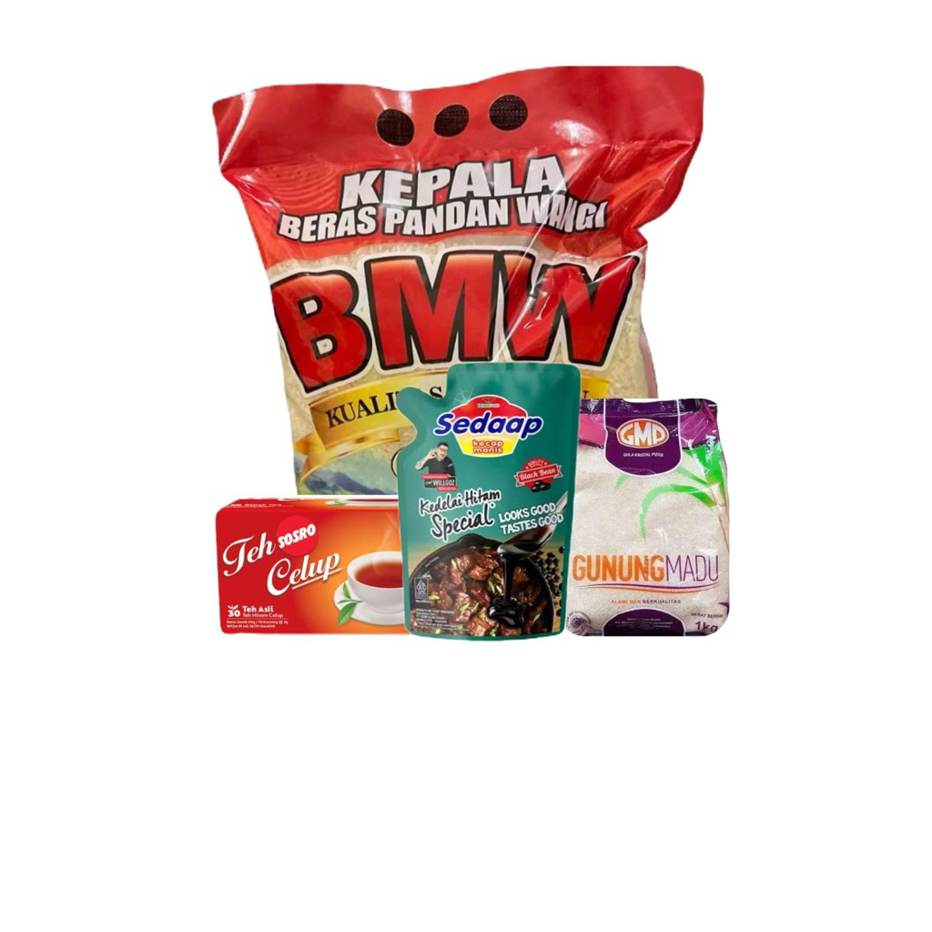 

PAKET SEMBAKO HEMAT 1 | BERAS 3,5 kg, KECAP 728, teh celup , gula 1kg