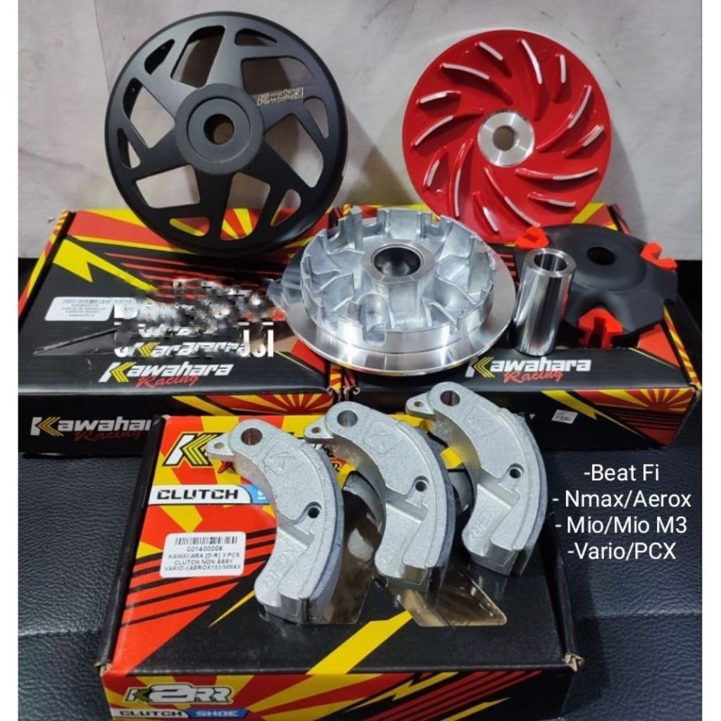 Paket Kirian Kawahara CVT Mangkok Kampas Ganda Pulley Set Beat Fi, Vario 125,Vario 150 , Nmax, Aerox