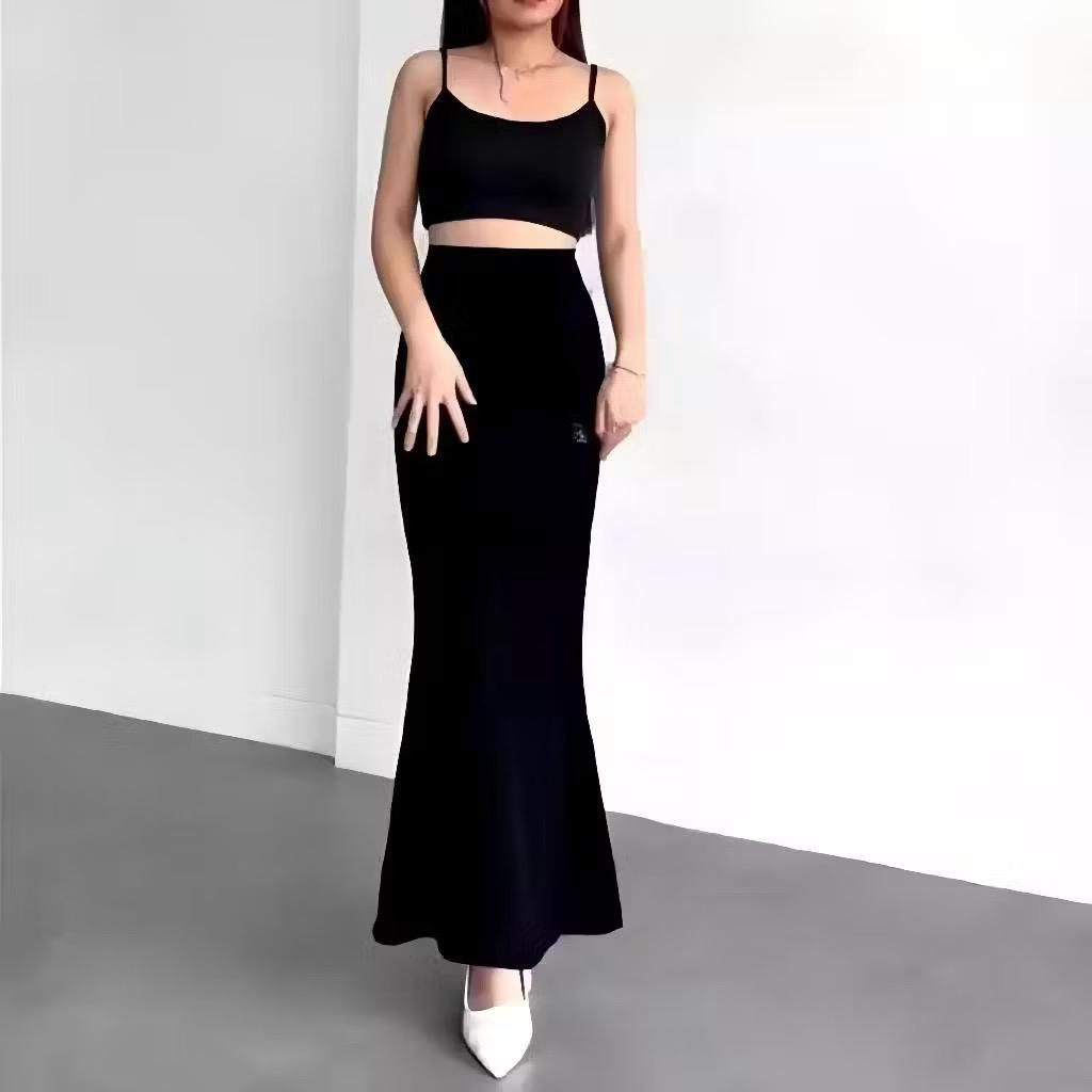 Digistoger.id-Skirt Maxi Duyung-Rok Span Polos Scuba Mermaid