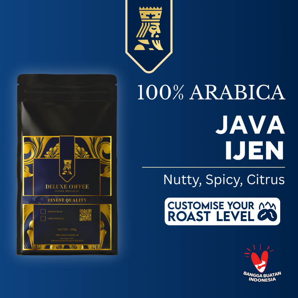 

Deluxe Coffee Biji Kopi Arabika Java Ijen 100% Arabica Beans Custom Roast