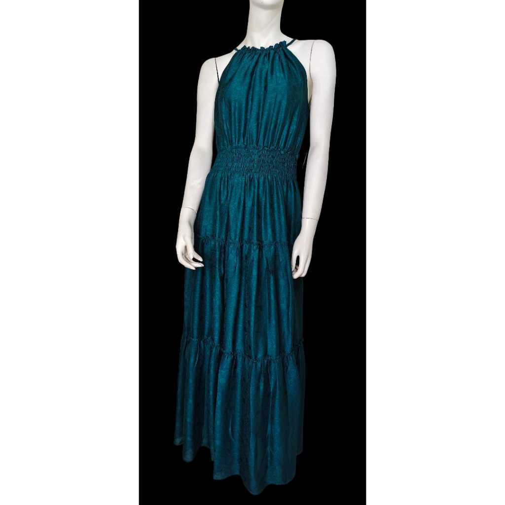 VINJUST 13.8 TAYLOR SATIN SILK EMBOSSED FLOWER DRESS #BRANDED DRESS#MAXI DRESS