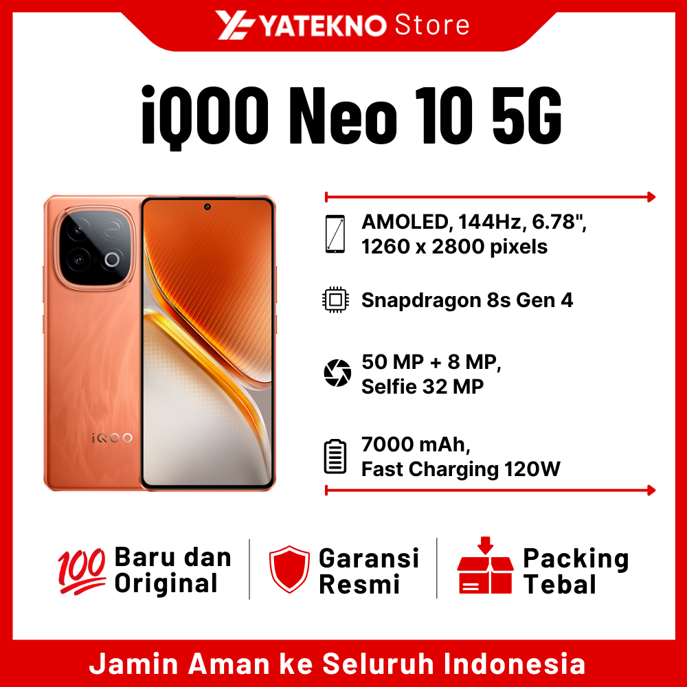 (ORIGINAL) Vivo iQOO Neo 10 5G 8/256GB + 12/256GB + 12/512GB + 16/512GB GARANSI RESMI ~ NEW
