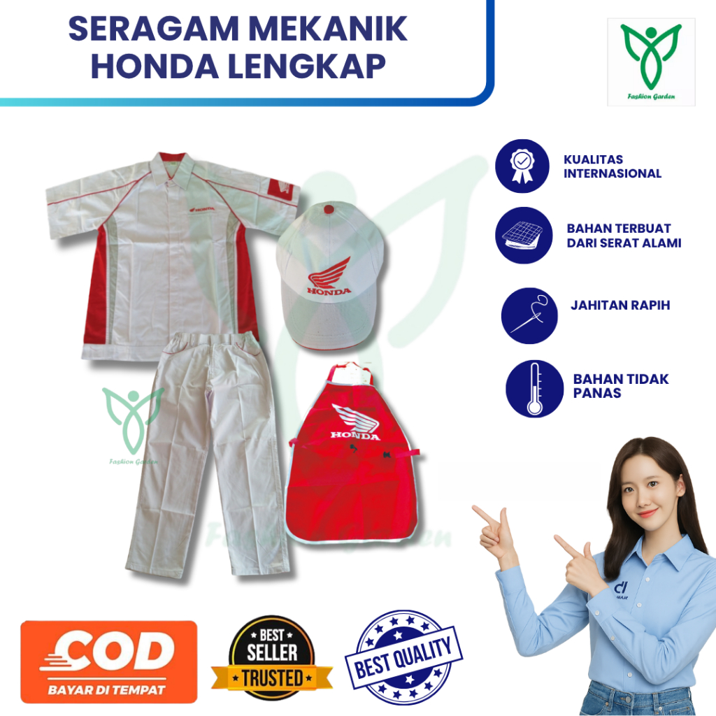 Seragam Honda Mekanik Satu Set Lengkap | Seragam Honda | Seragam AHASS I Baju Honda