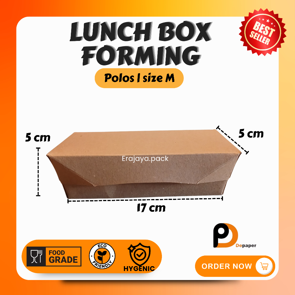 

[Min 30pcs] Lunch Box Forming Coklat Polos Kraft/Dus Makanan Uk M Laminasi Kardus nasi Langsung Pakai
