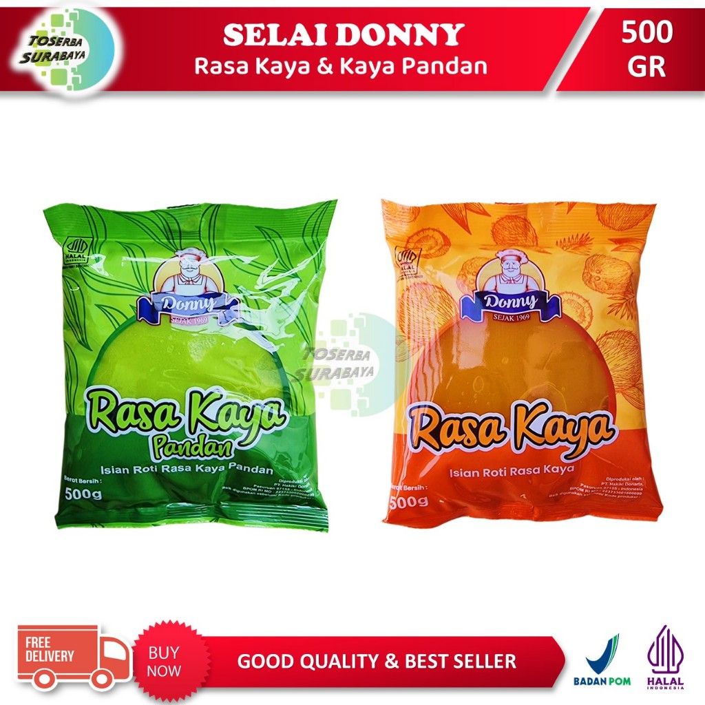 

Selai DONNY Rasa Kaya & Kaya Pandan Kemasan 500gr - HALAL & BPOM