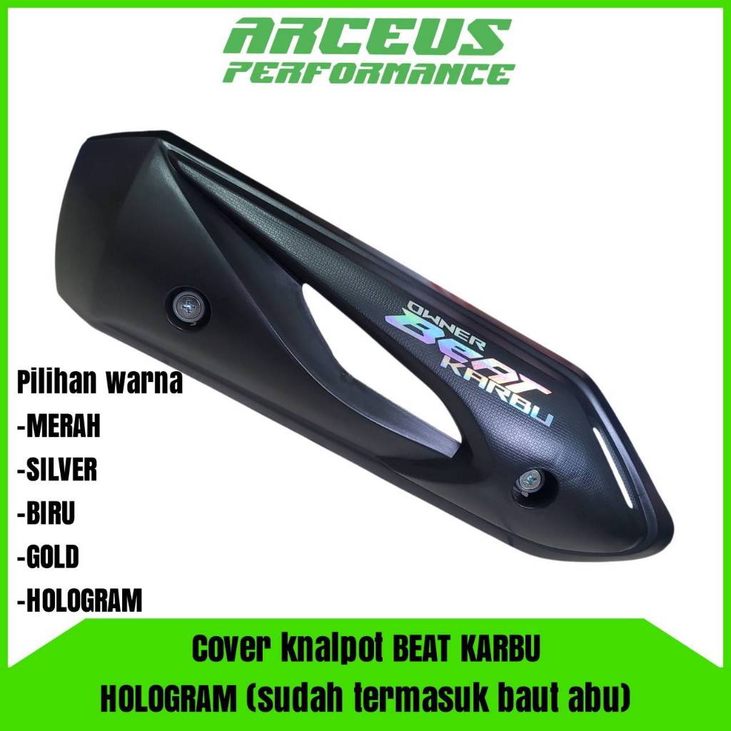 Tameng kenalpot-tutup tameng knalpot BEAT KARBU tulisan OWNER BEAT KARBU hologram + baut warna