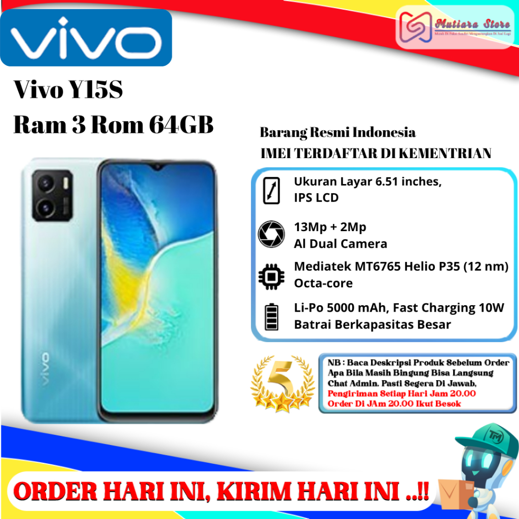 VIvo Y15s Ram 3 Rom 64GB