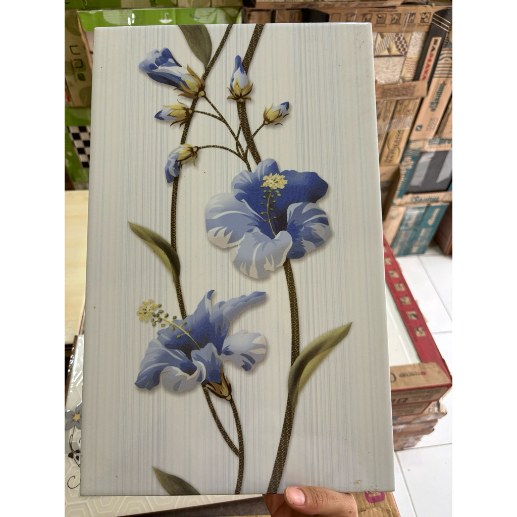 Keramik Dinding 40x25 // Motif Kembang Biru