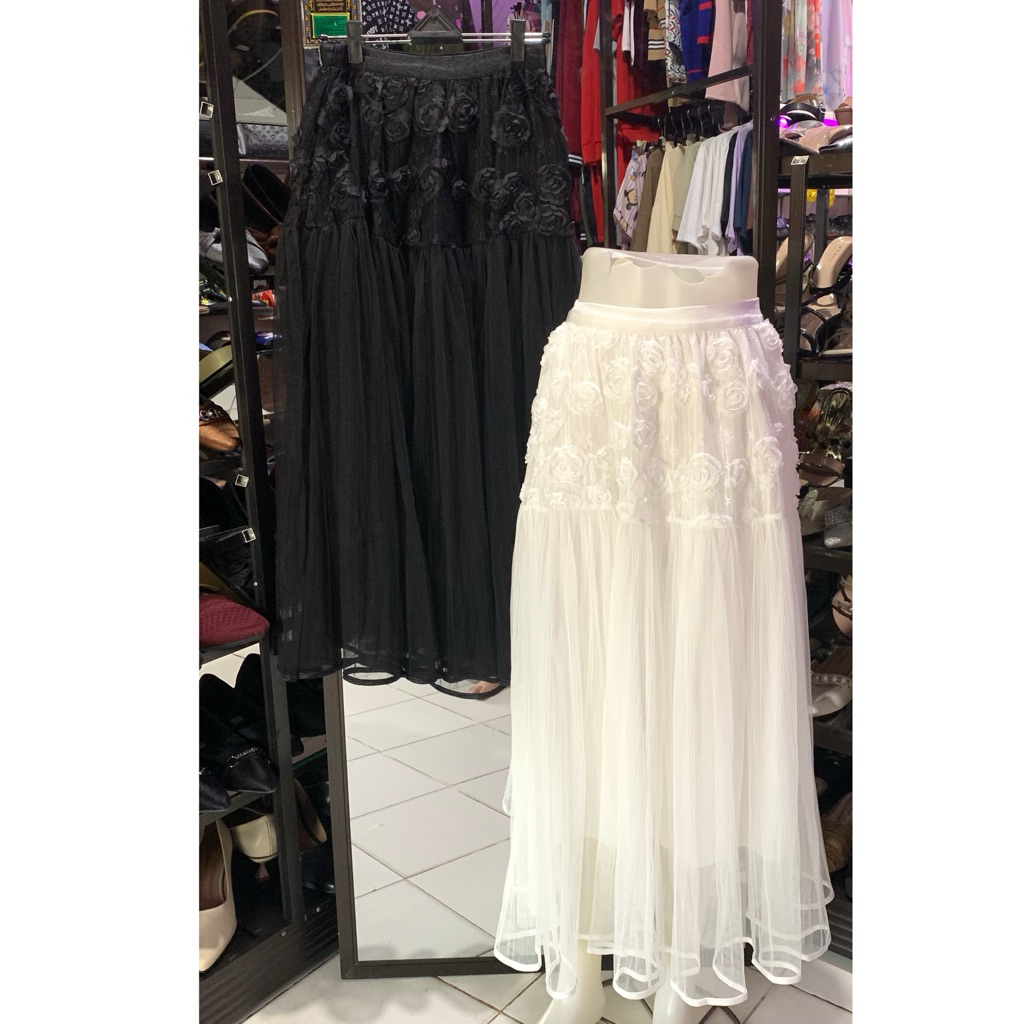 Rok tutu Kombinasi Motif Bunga Import Premium