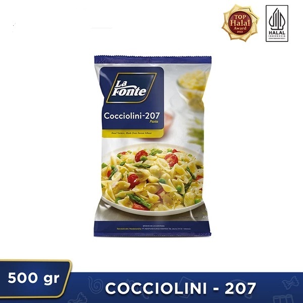 

LA FONTE COCCIOLINI 500GR PASTA BENTUK KERANG BERTEKSTUR LAFONTE HALAL