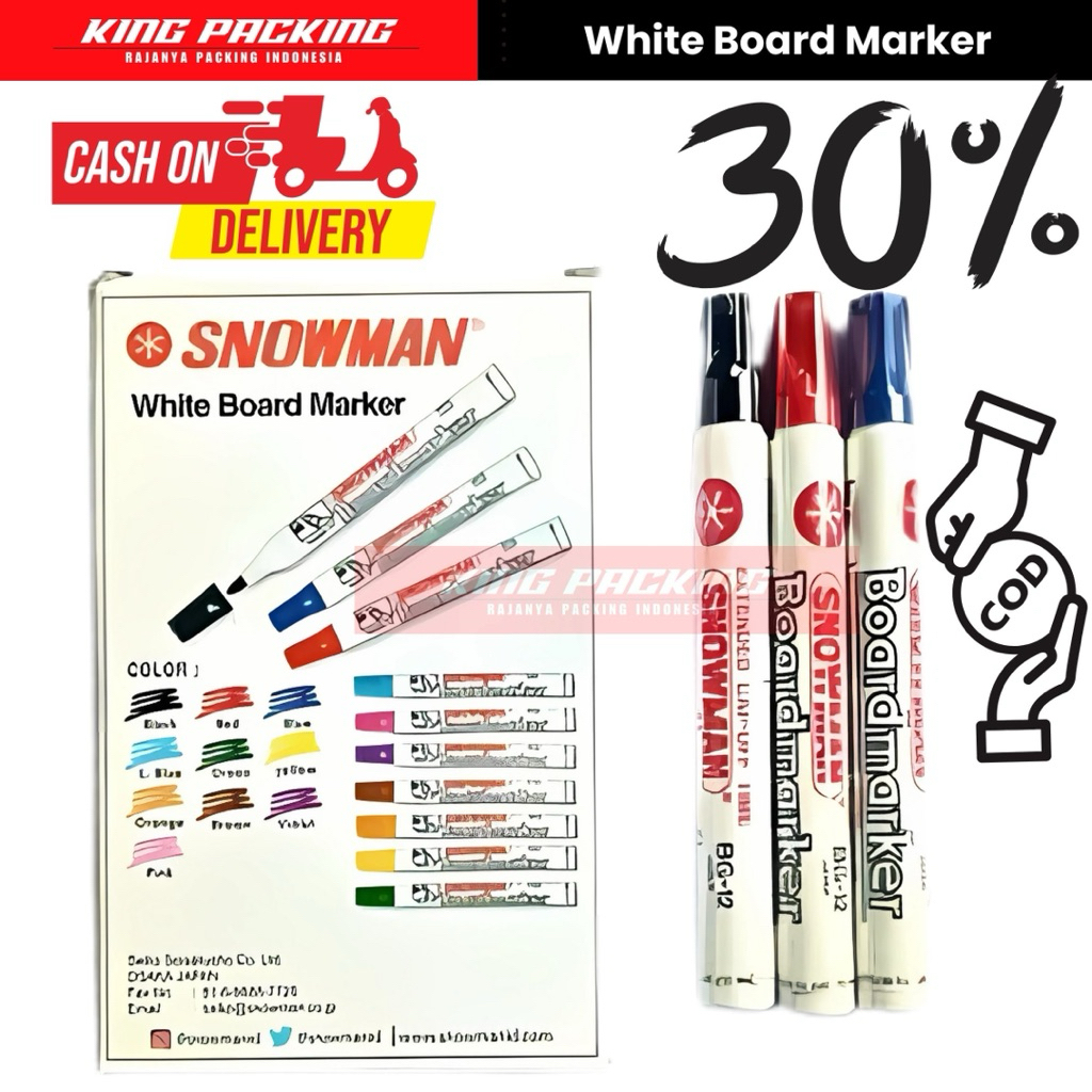 

(12 Pcs) Spidol White Board Snowman Spidol Papan Tulis BG-12