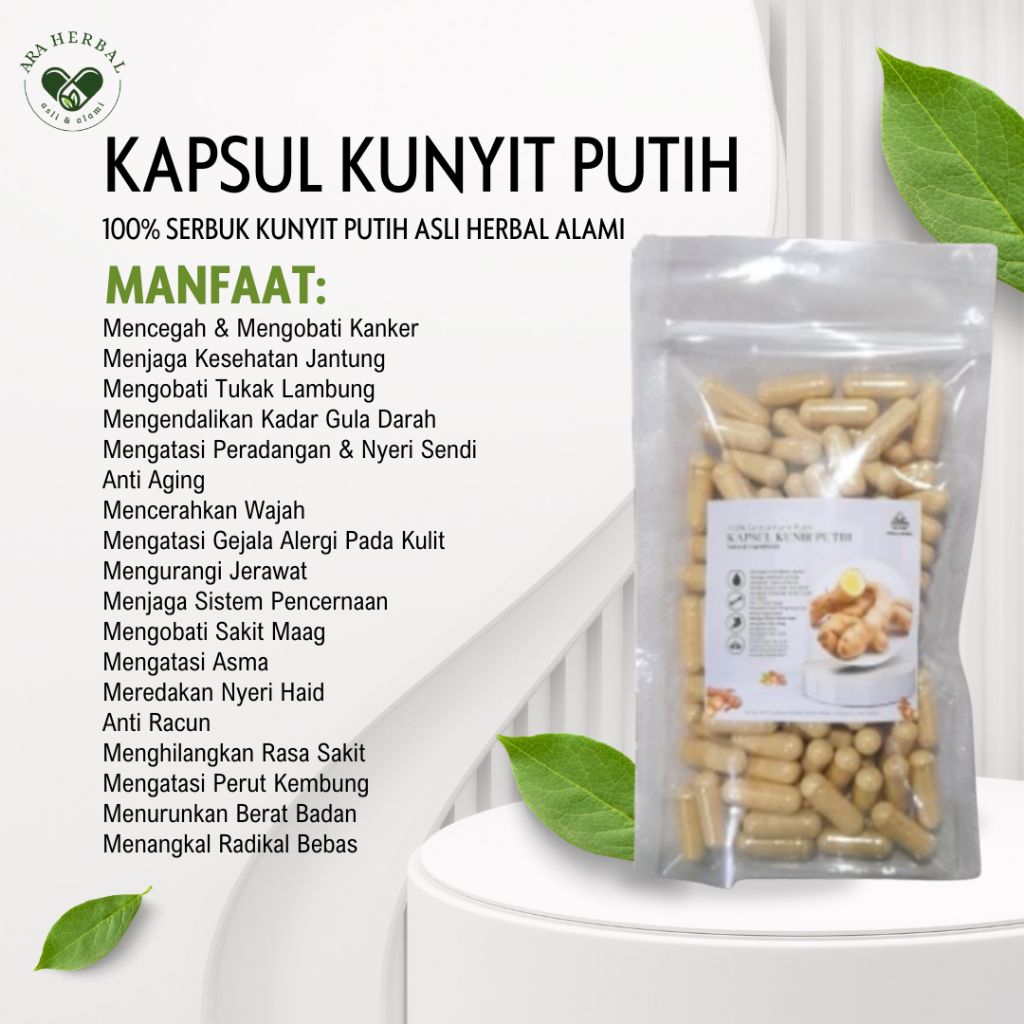 KAPSUL KUNYIT PUTIH HERBAL ASLI ALAMI ISI 100 PCS