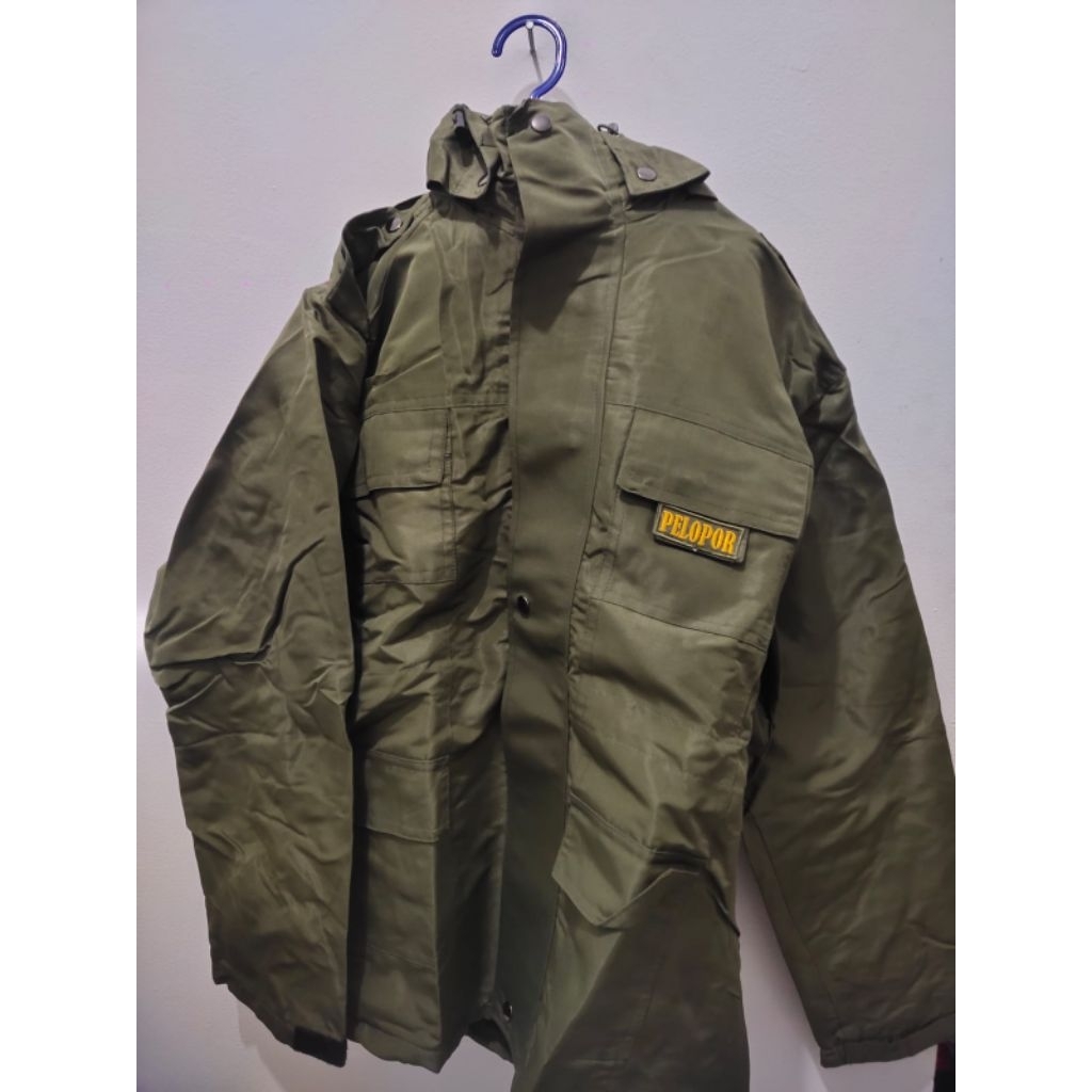 Jas Hujan setelan Hijau Pelopor Jatah Brimob / Jas Hujan membranext
