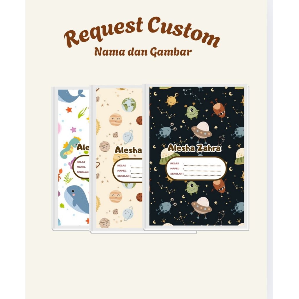 

Buku Tulis Custom Nama Anak Cewek Cowok TERMURAH Bisa Tambah foto