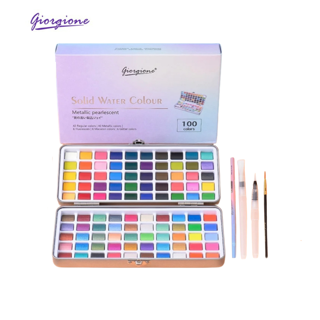 

giorgione tin case watercolor paint set/cat air G-WC100- 100 warna