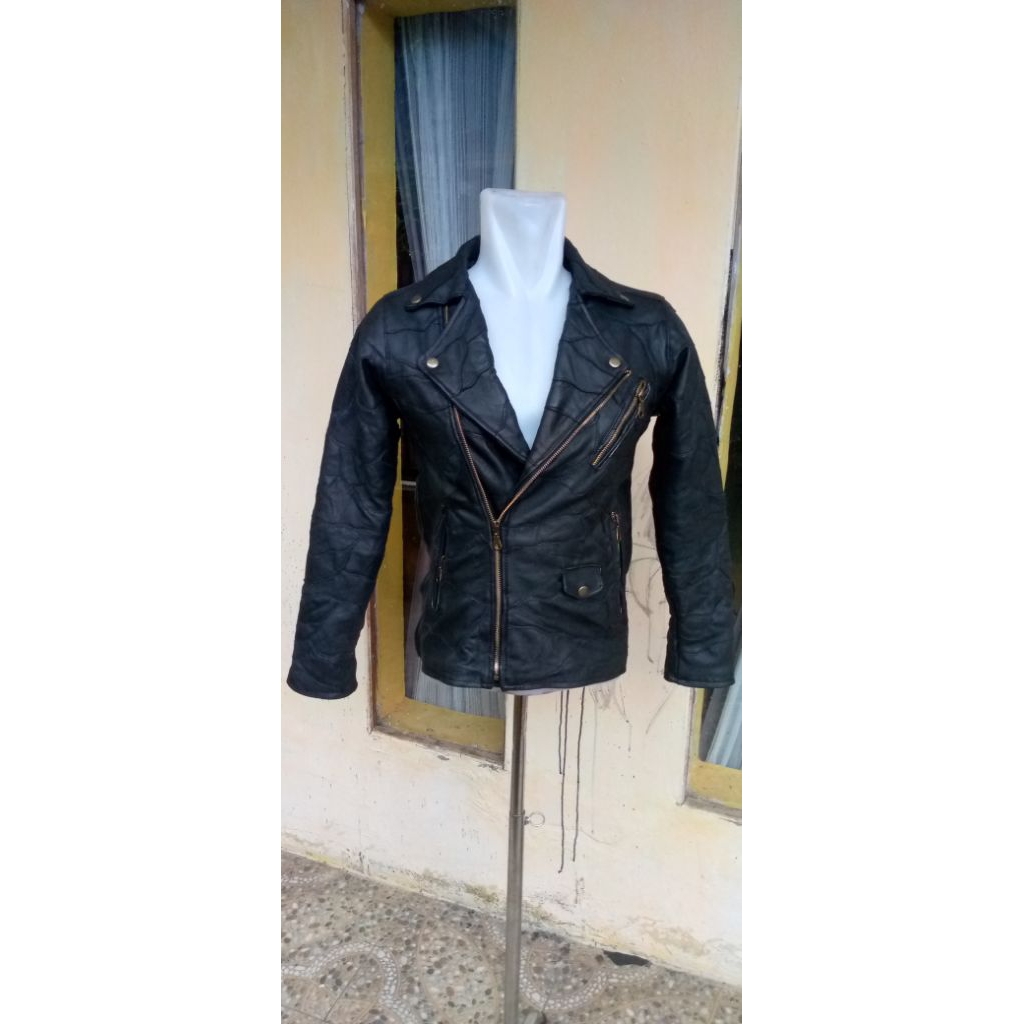 Jaket Kulit Sambungan Model Ramones