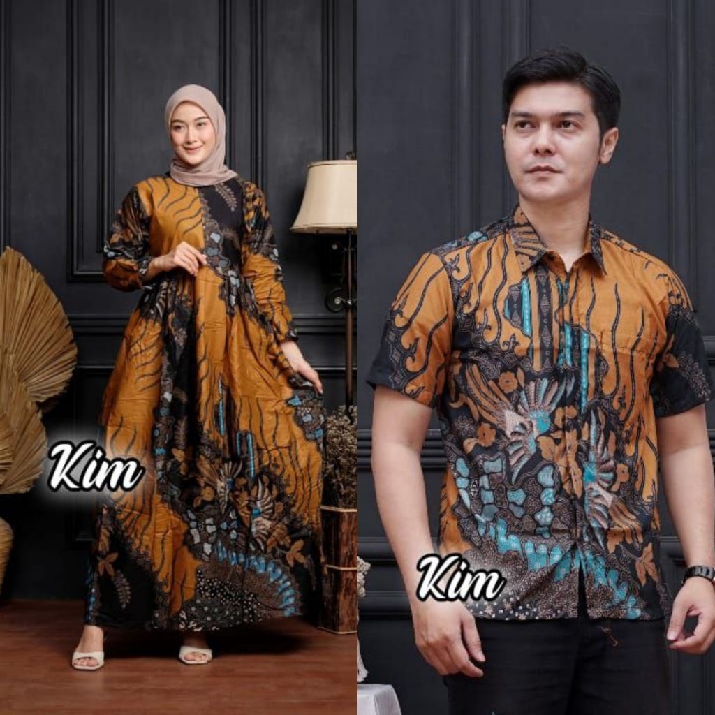 Couple Batik Kekinian – Gamis & Kemeja Lengan Pendek Pria | Kondangan Serasi