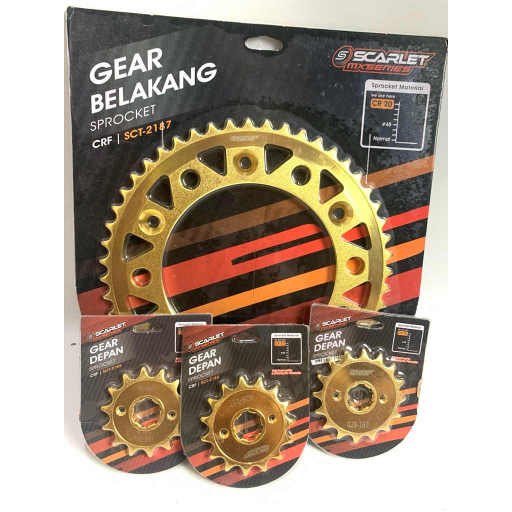 Gear Set Depan Belakang CRF 150 Gear Set Depan Belakang Scarlet CRF 150