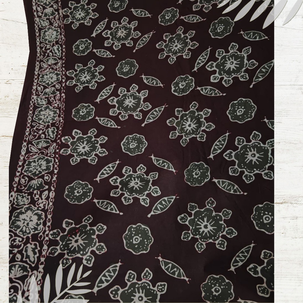 Batik jambi Motif tampuk manggis merah burgandiy coklat | dasar bahan baju (Panjang.2m Lebar.105cm) 