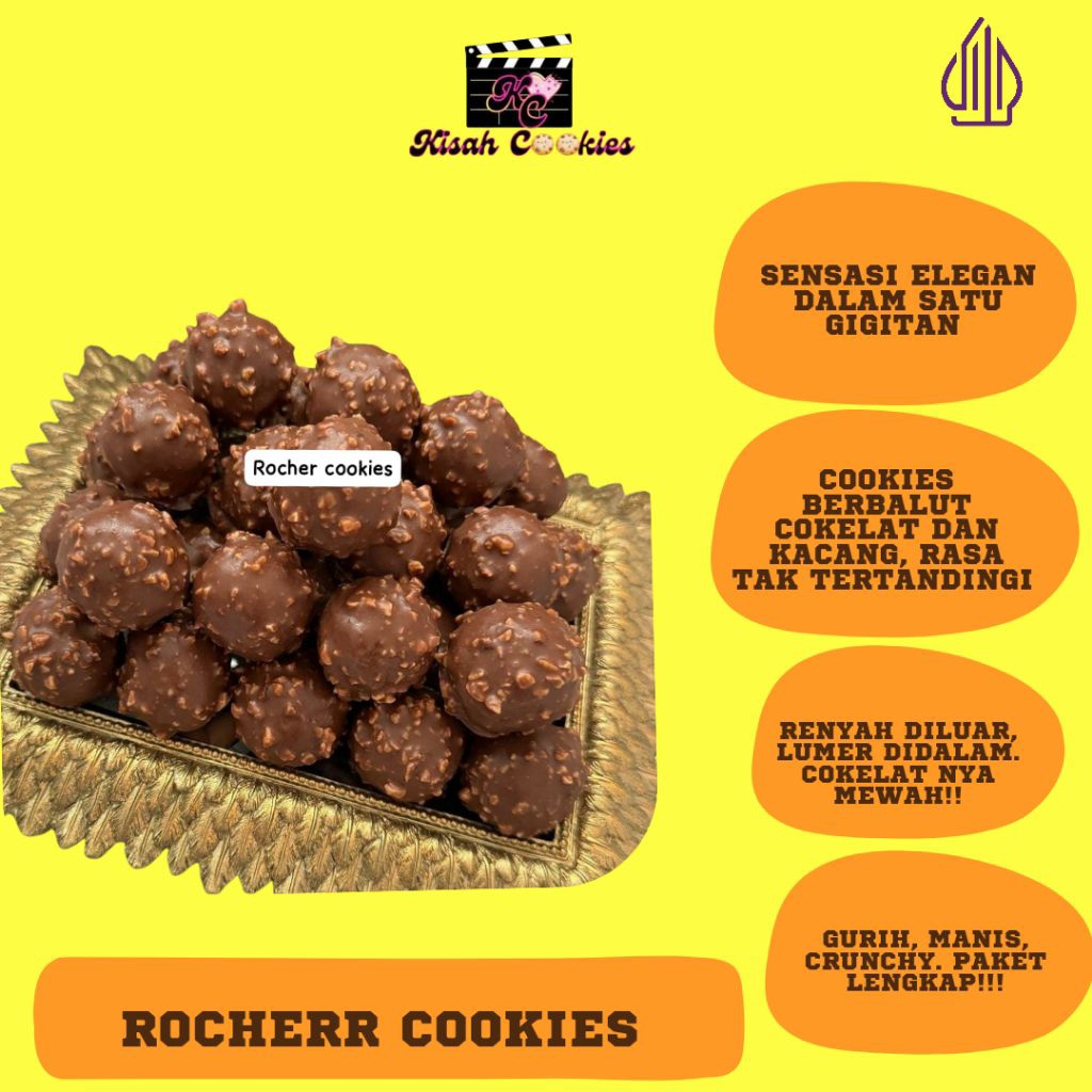 

Rocher Cookies Snack favorit Manis Cemilan lezat Cokelat Chocolate Coklat Makanan Jajanan Kering