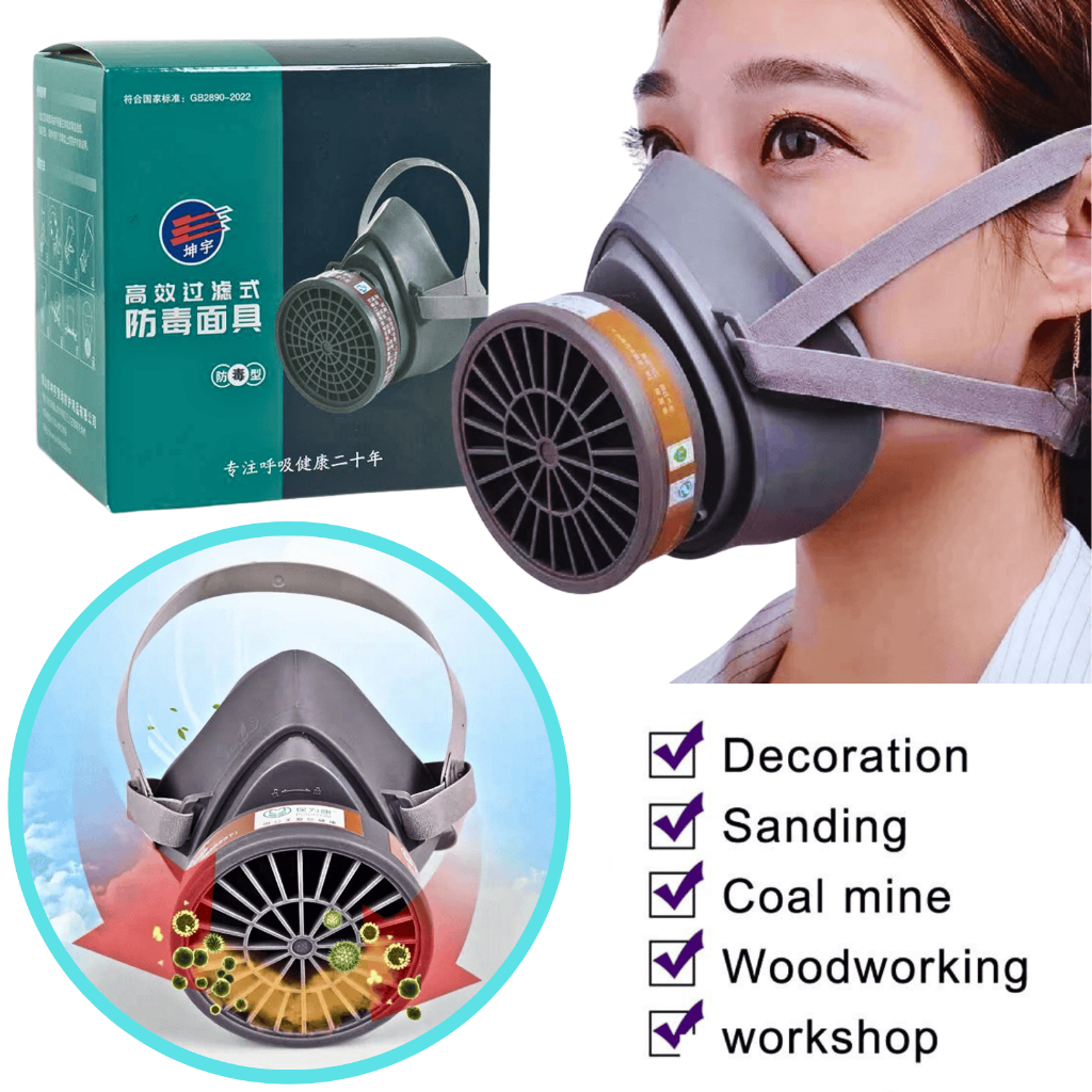 KING Masker Gas Respirator cat safety Anti polusi debu Half Face with Activated Carbon Filter -FD411
