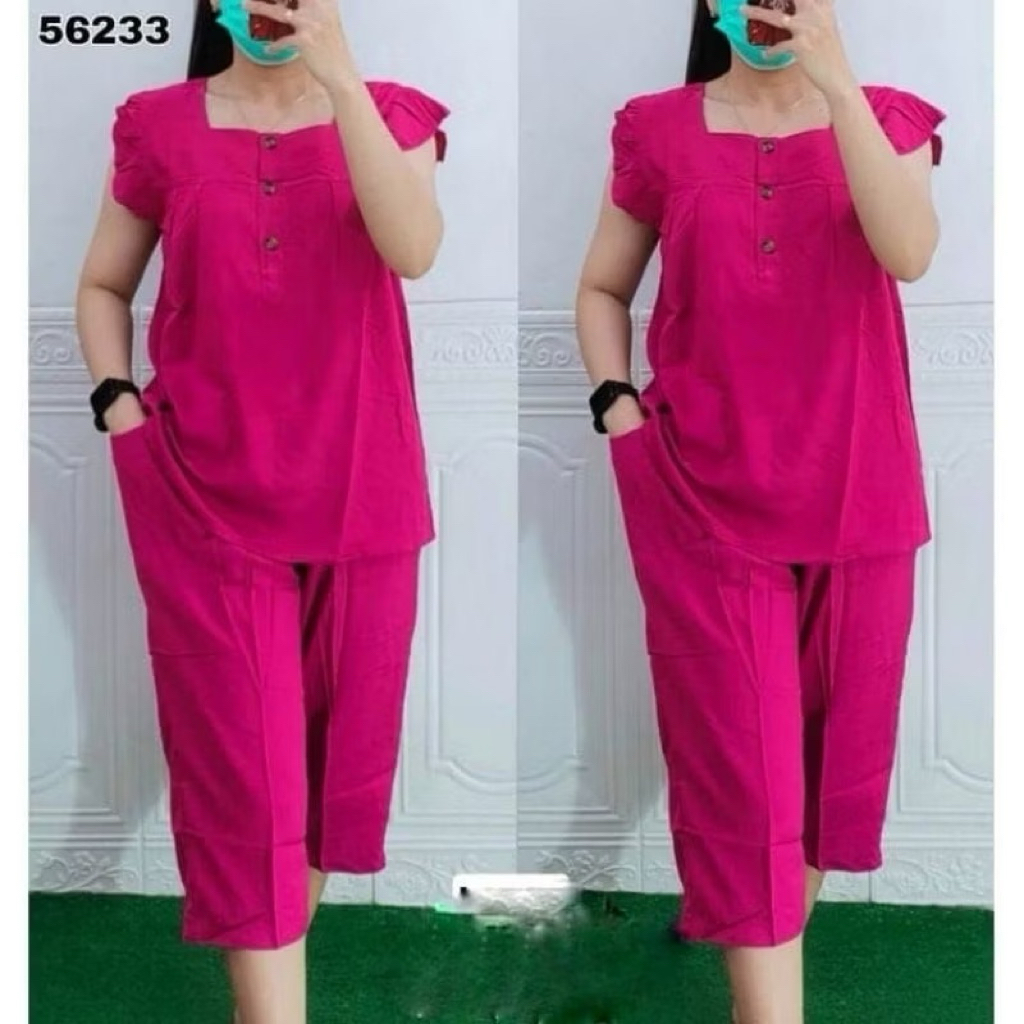 Setelan Rayon Premium 7/8 kancing 3 aktif / Set katun ice twill oneset Bangkok Polos