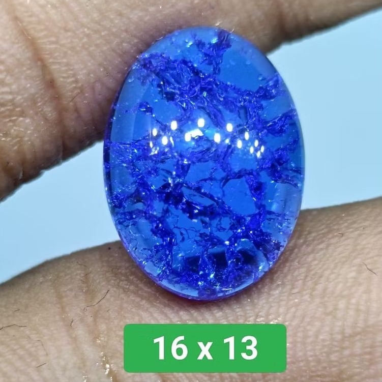 Batu Biru King Safir 16 x 13 , Serat Pecah Seribu