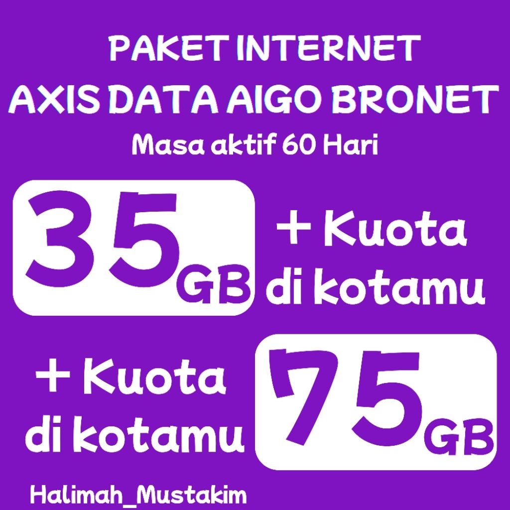 Paket Internet Axis Data Aigo Bronet 35 GB dan 75 GB untuk 60 hari
