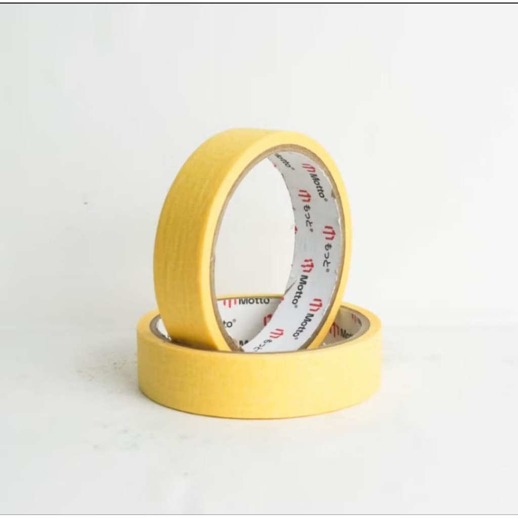

E52 || Lakban Kertas / Masking Tape Kuning 24mm x 10 Meter - 1 Pcs/Roll (Satuan) - Motto Tape