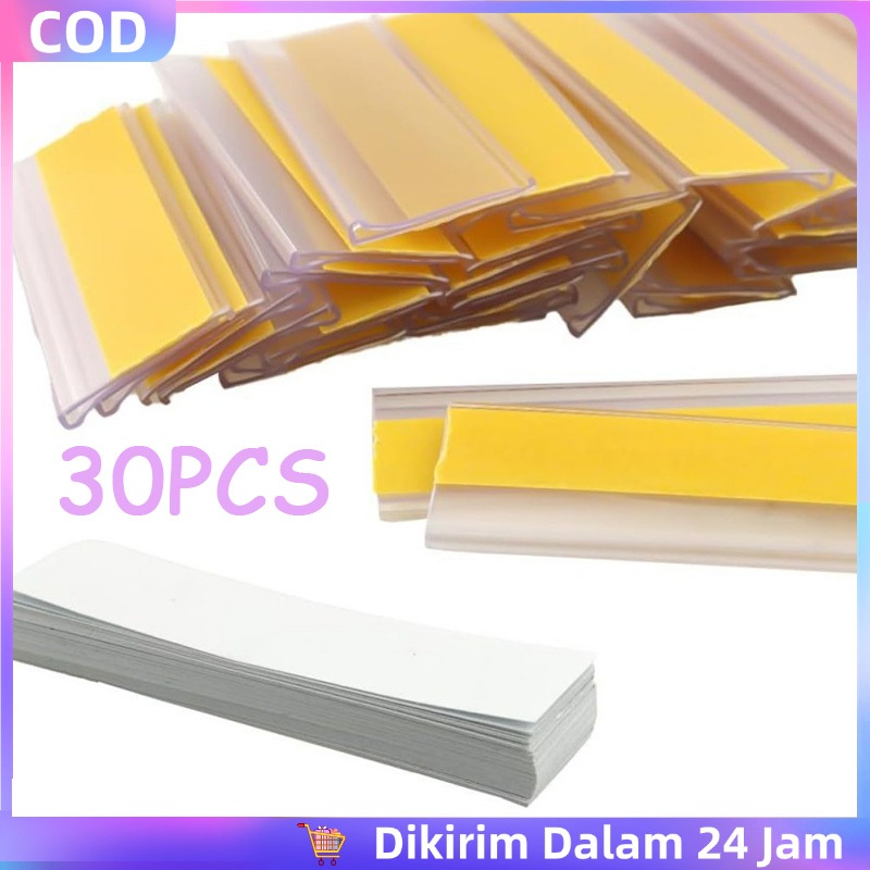 

30pcs Price Label Label Harga Tempel Pvc Papan Harga Price Ta Tag Holder Price Rail Double Tape 10*3cm Label Harga Aksesoris