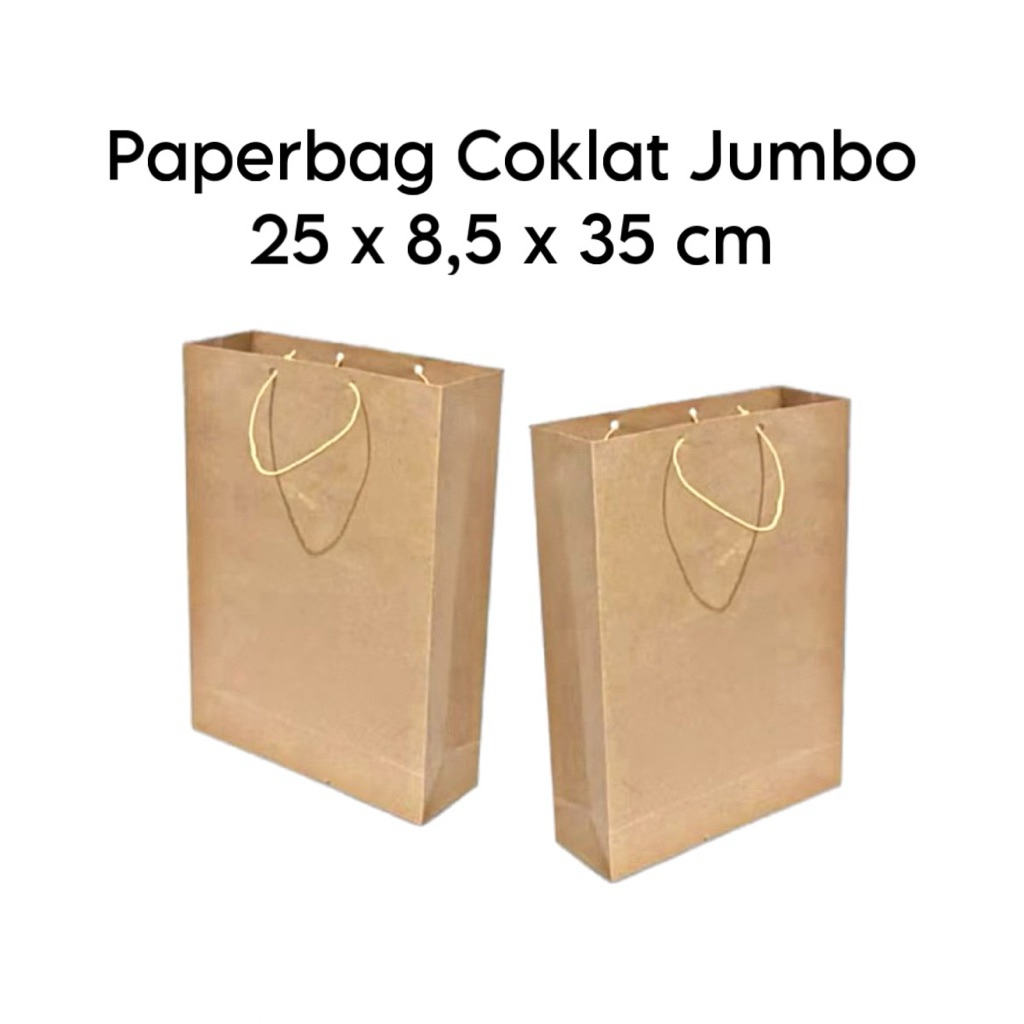 

Paper bag/Tas kertas/goodie bag polos Jumbo 25x8,5x35cm (p15)