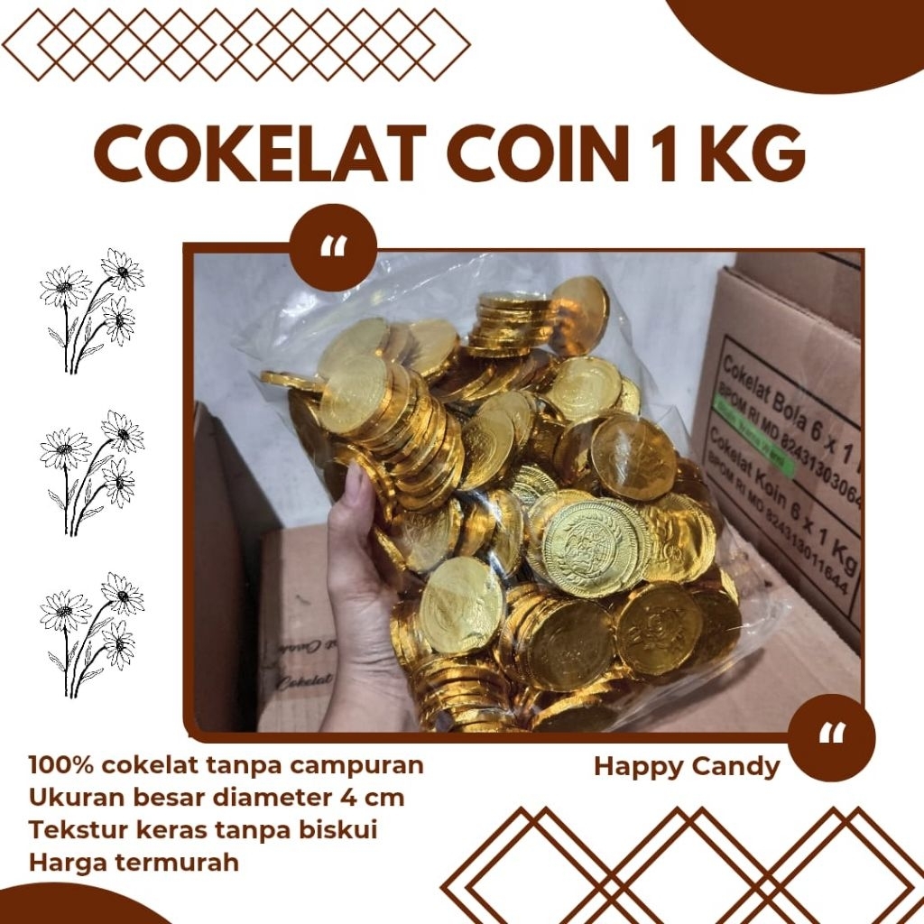 

Cokelat Coin 1 KG / Diameter 4 Cm / Isi 180 Pcs