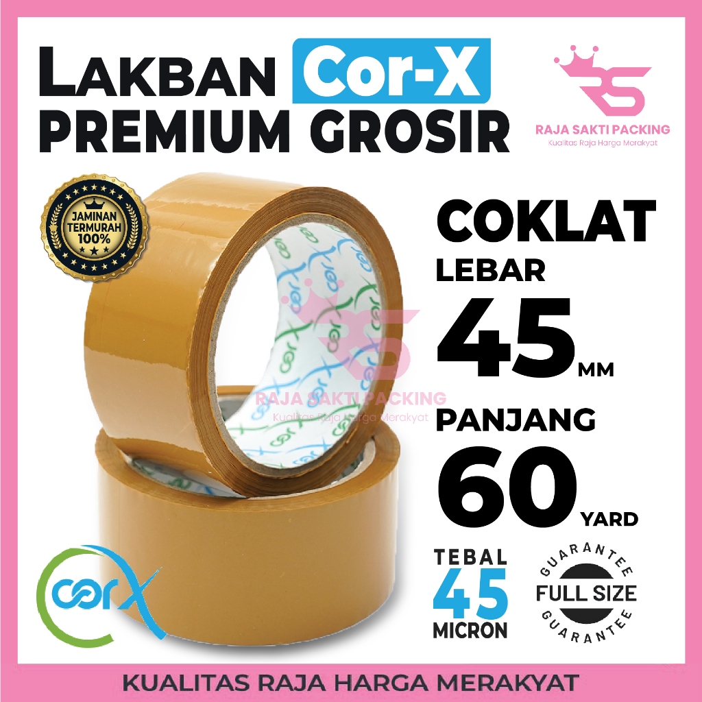 

Lakban Cortape Coklat 48 mm x 60 yard (Cor-X) Ekonomis Termurah Satuan