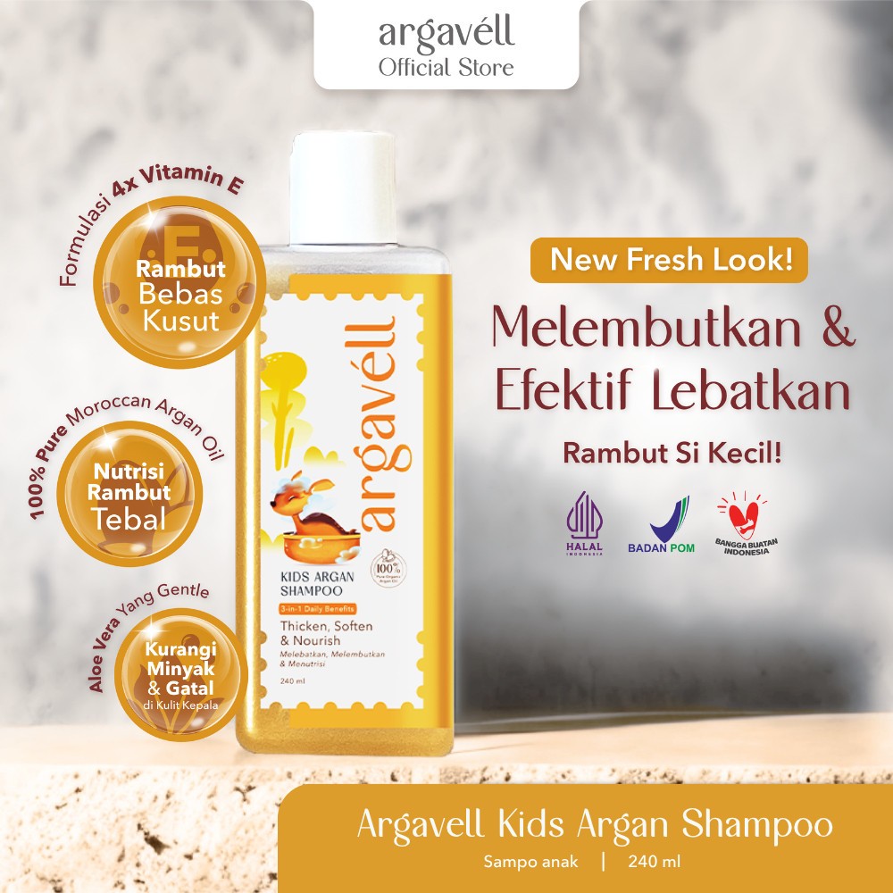 Argavell Shampoo KIDS 240ml Argan Shampo Anak Rambut Sehat Lebat Tebal Sampo Anti Rontok Baby Shampo