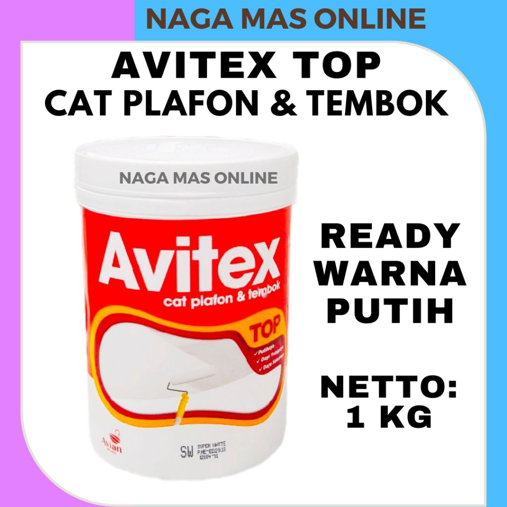 CAT AVITEX TOP 1 KG PUTIH MEREK AVIAN CAT PLAFON DAN CAT TEMBOK WARNA PUTIH AVIAN PAINT