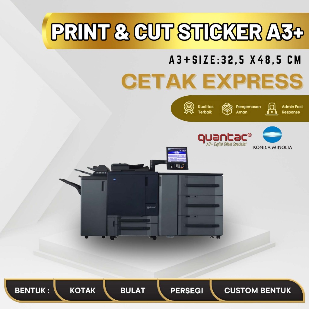 

Cetak Stiker A3+ Bahan Chromo & Vinyl Plus Cutting Sticker Label Custom Bentuk Pola Cutting