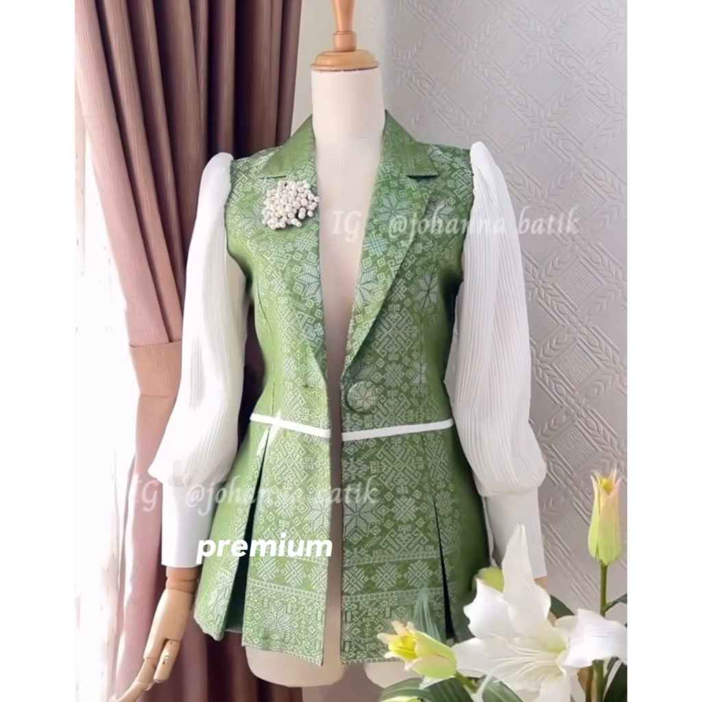 Blazer songket Blus Atasan Batik Katun Premium | Blouse Tunik Batik Wanita Kerja Fashion
