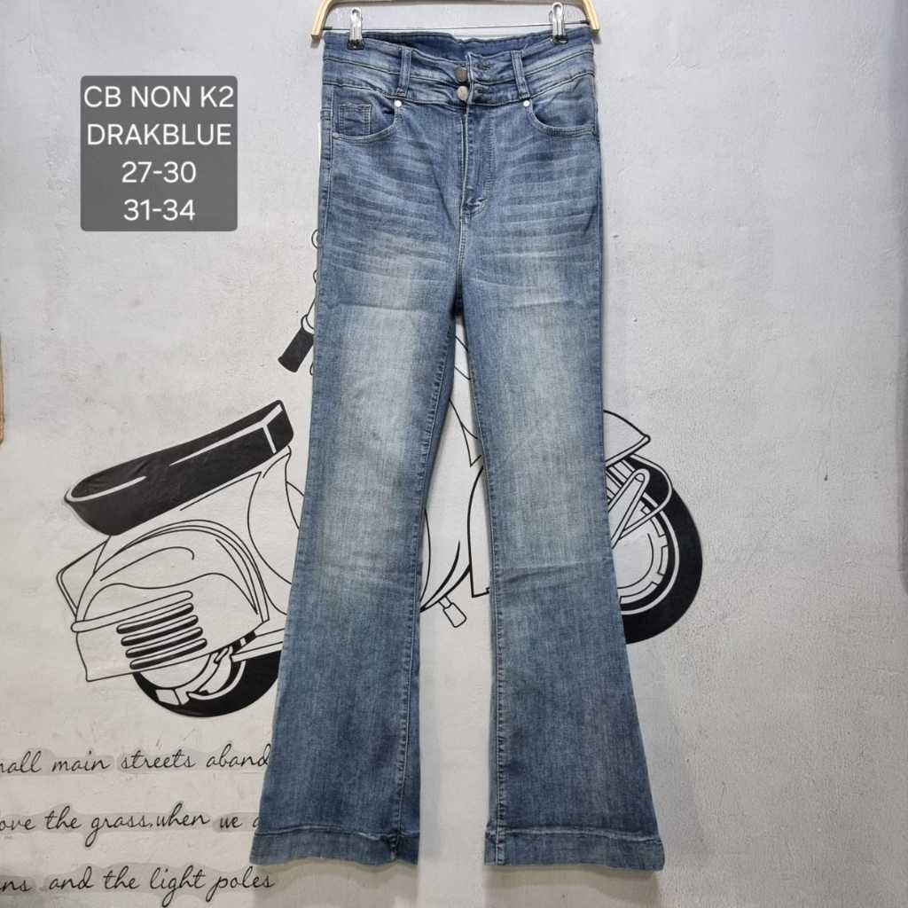 BEST SELLER ! CELANA JEANS WANITA CUTBRAY HIGHWAIST NINE ONE NINE MONIC KANCING 2 DARKBLUE PREMIUM Q