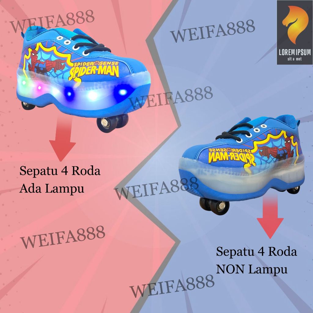 Sepatu Roda Karakter 2 In 1 Model Lipat Sepatu Roda Anak Roda 4 Model Mobil Pemula Full Menyala Sepa