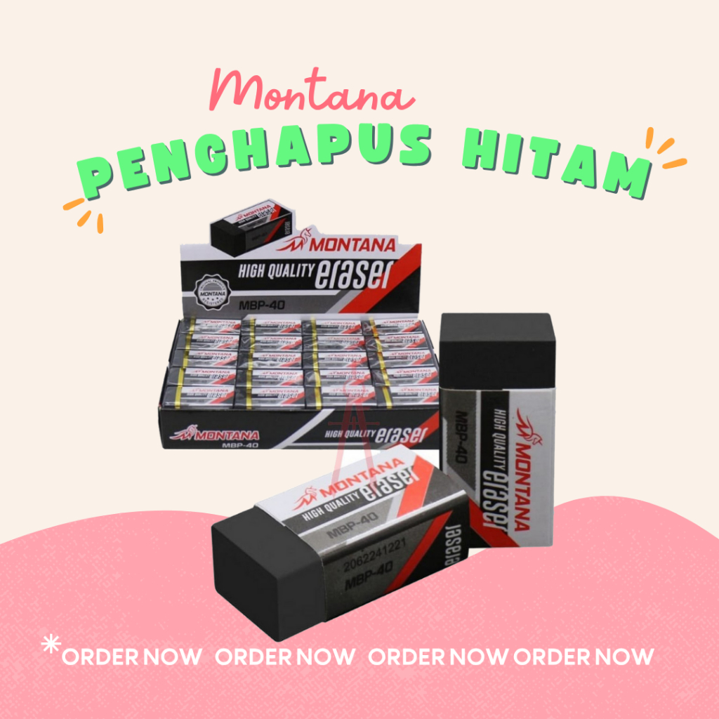 

(1 BOX/40 PCS) Penghapus Hitam Montana MBP40 / Eraser Kecil warna Hitam