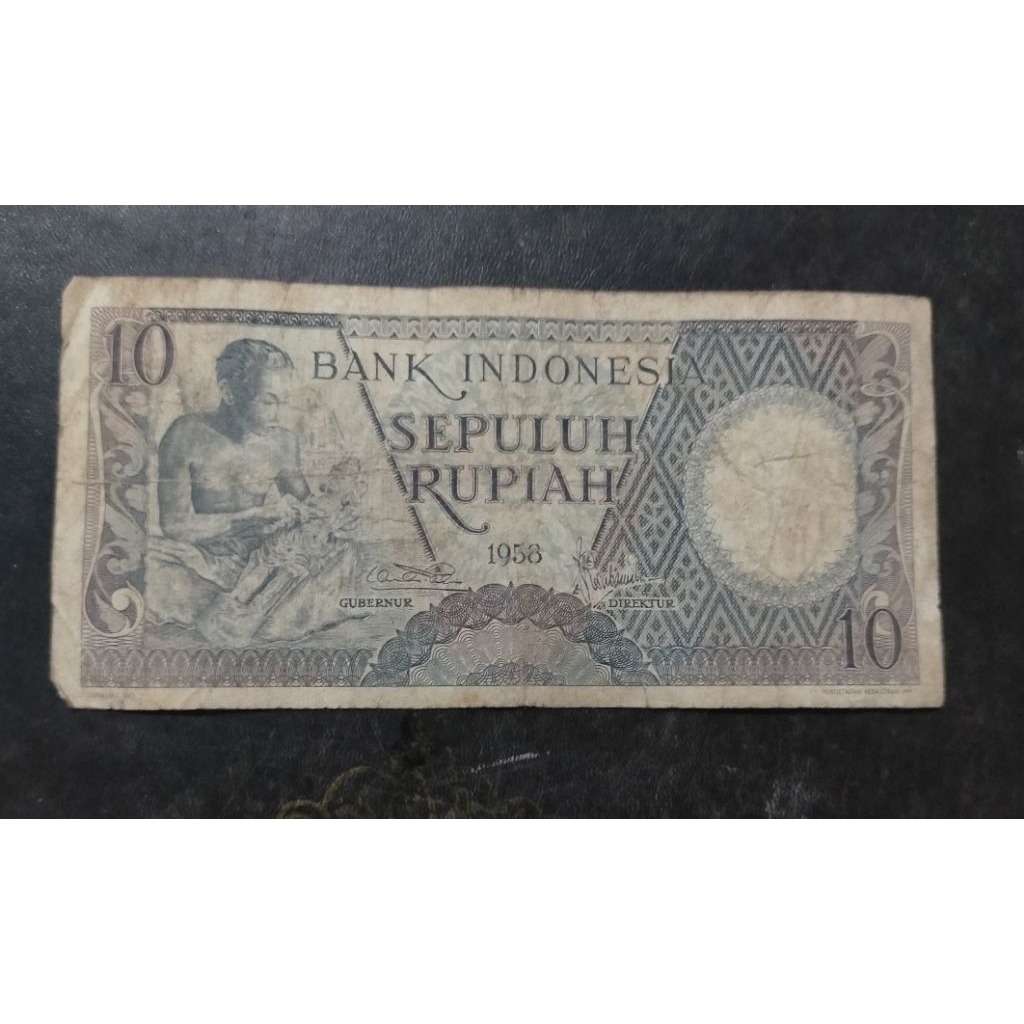 Uang kuno 10 rupiah 1958