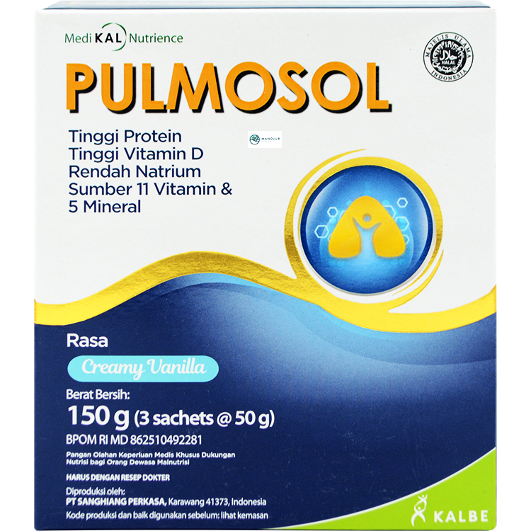 

Susu Pulmosol Creamy Vanila 150gr Kalbe - Nutrisi Khusus Untuk Kesehatan Pernafasan