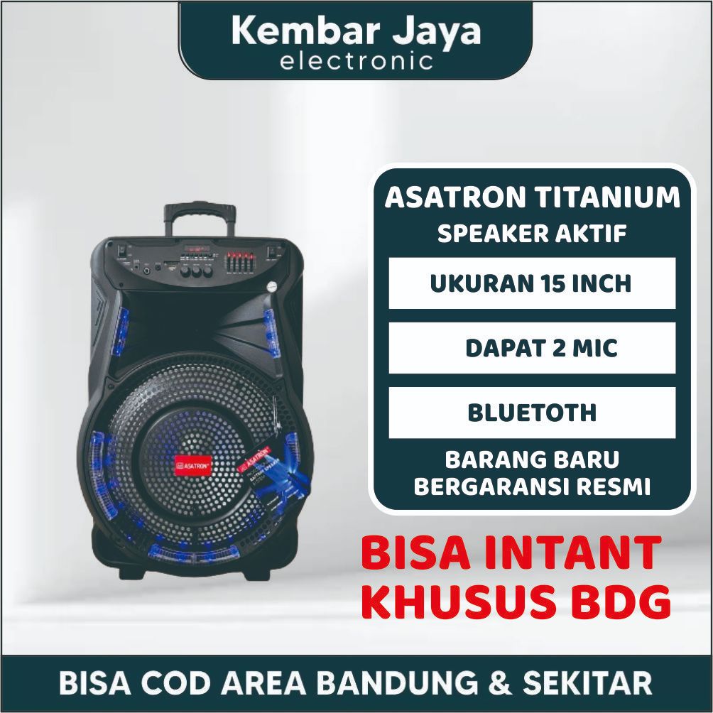 SPEAKER ASATRON 15'' 2 MIC(TITANIUM) / Asatron 15 Inch Speaker Bluetooth