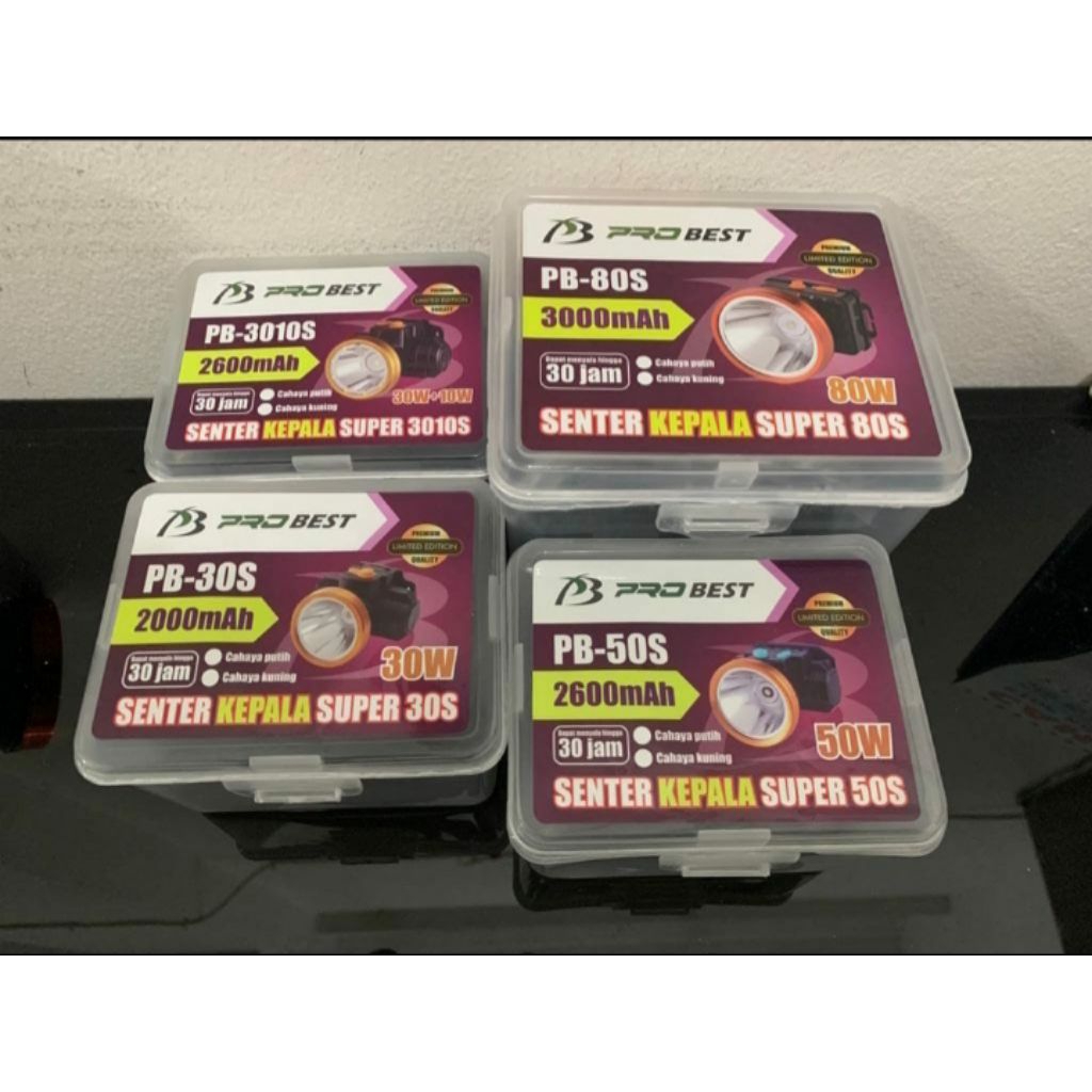 Lampu Senter Kepala Merk Probest 30Watt 30+10Watt 50Watt 80Watt