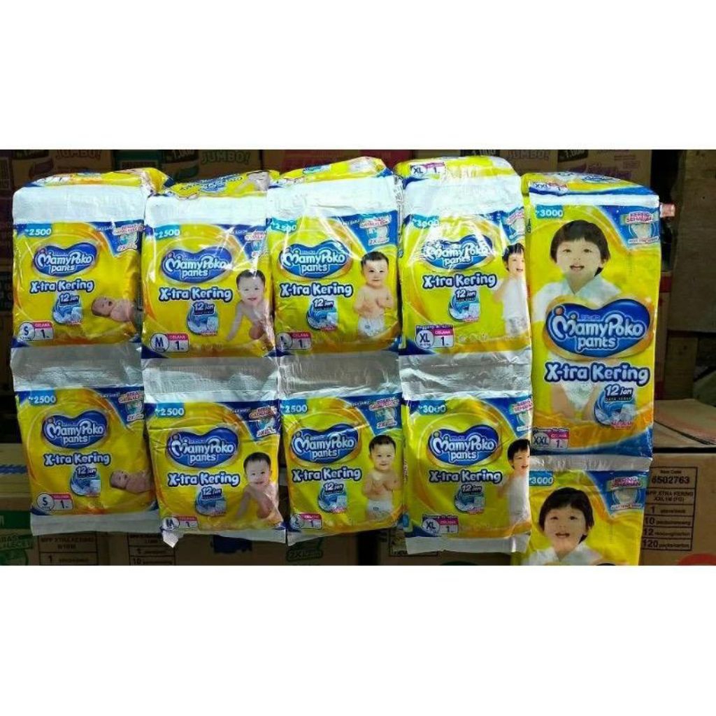 60sachet MamyPoko Pampers S1/M1/L1/XL1/XXL1 Xtra Kering Celana Pants
